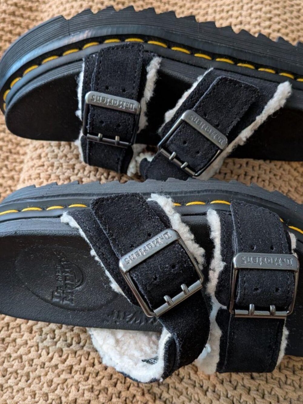 Dr. Martens Myles Fur-Lined Platform Sandals Slides Sz 5 New
